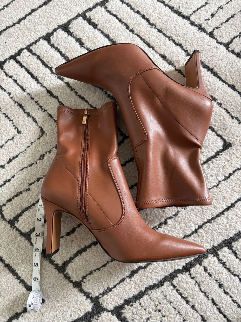 Franco Sarto Pointed Toe Ankle Booties in Brown Leather